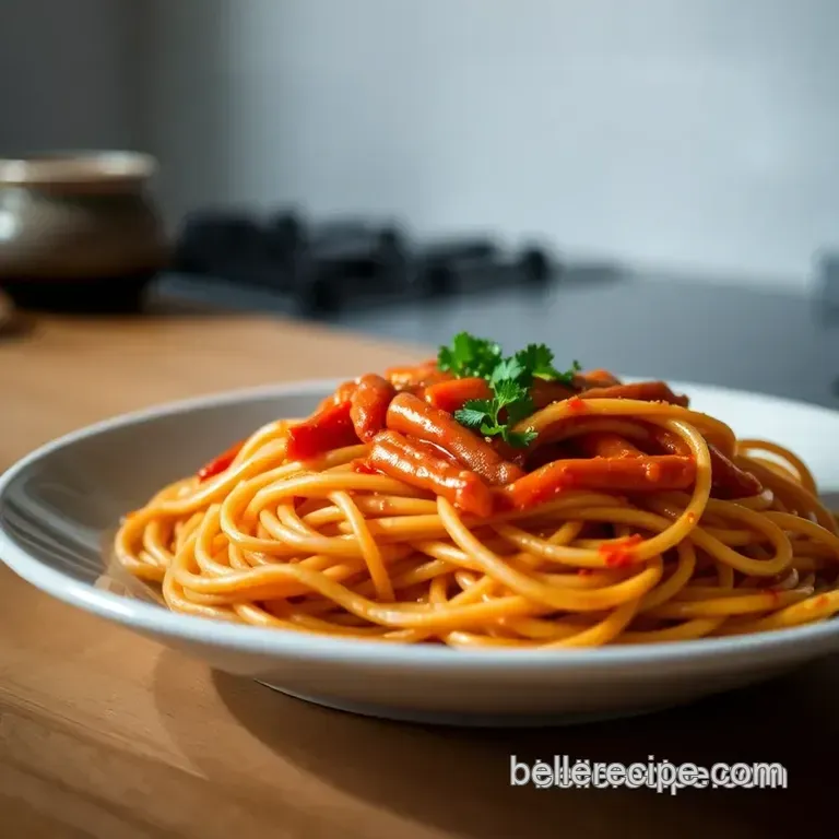 Spicy Gochujang Pasta Delight presentation