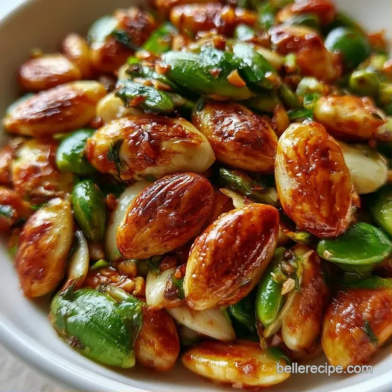A heap of glistening roasted seeds in a white bowl, garnished with a sprig of fresh parsley on a linen cloth.