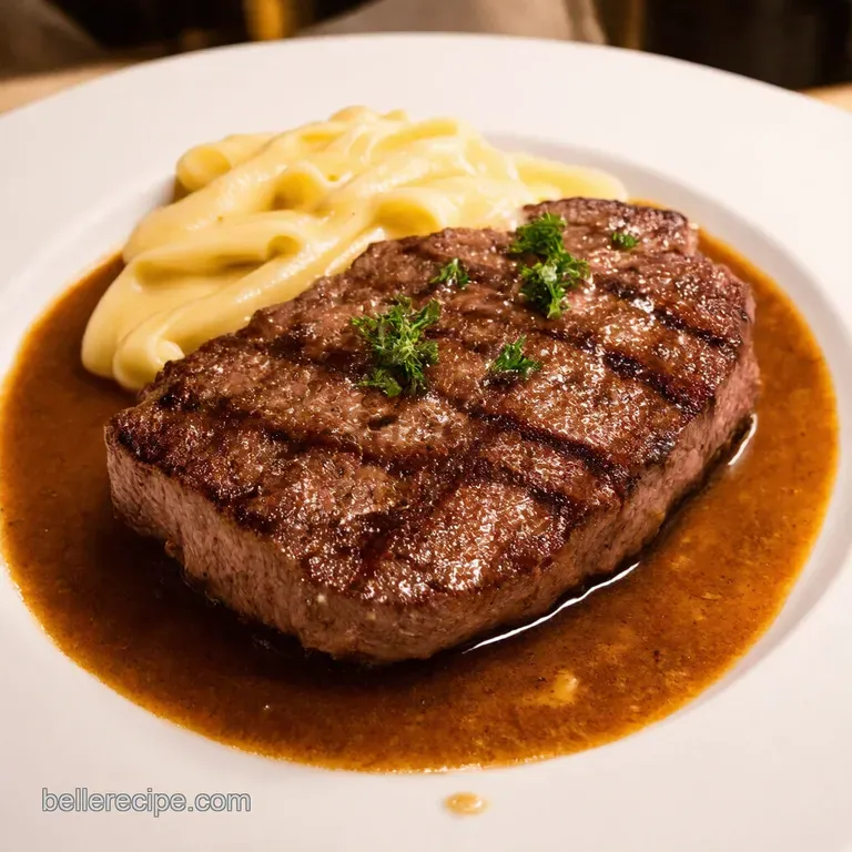 Steakhouse Sizzle PanSeared Steak with Creamy Parmesan Alfredo presentation