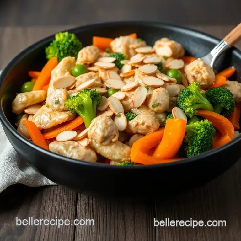 Crispy Almond Chicken Stir-Fry presentation