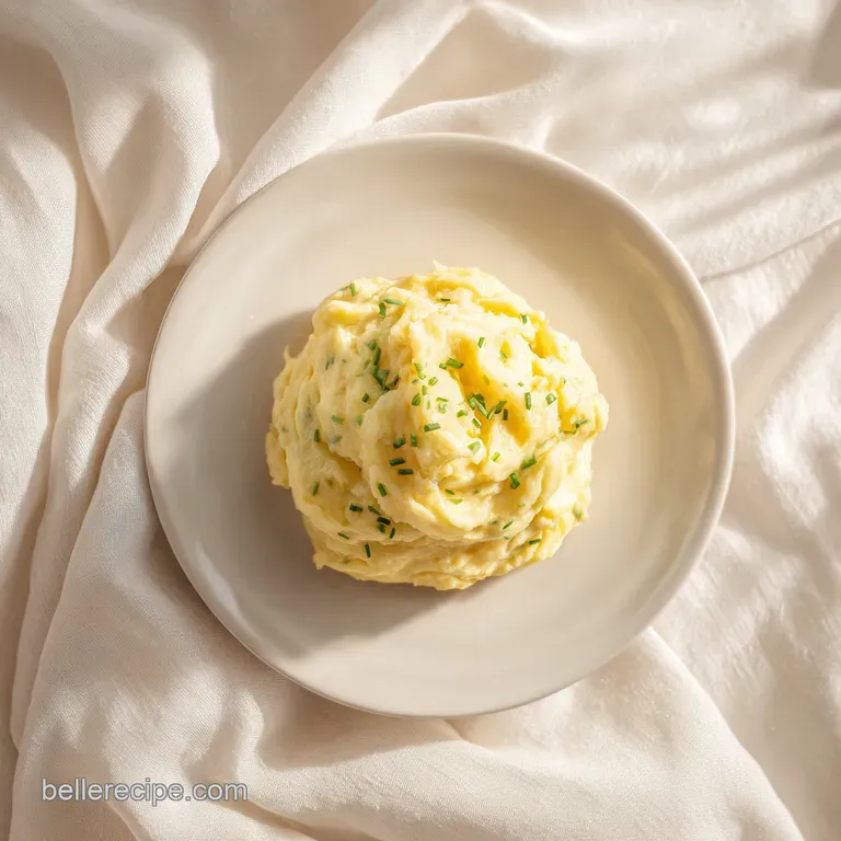A generous portion of rich, golden macaroni and cheese, topped with a sprinkle of fresh chives, plated invitingly.