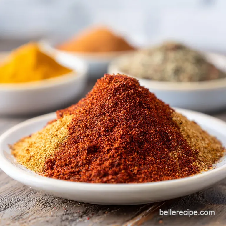 Pile of homemade taco seasoning with deep reds and browns, creating visual richness. It's ready to make delicious tacos!