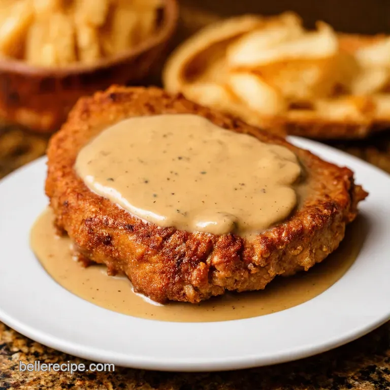 The Ultimate Country Fried Steak with Creamy Pepper Gravy presentation