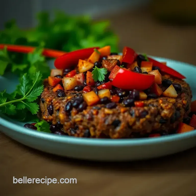The Ultimate Veggie Black Bean Burger presentation