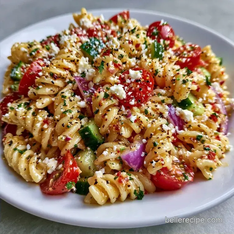 Tomato Cucumber Pasta Salad with Rotini