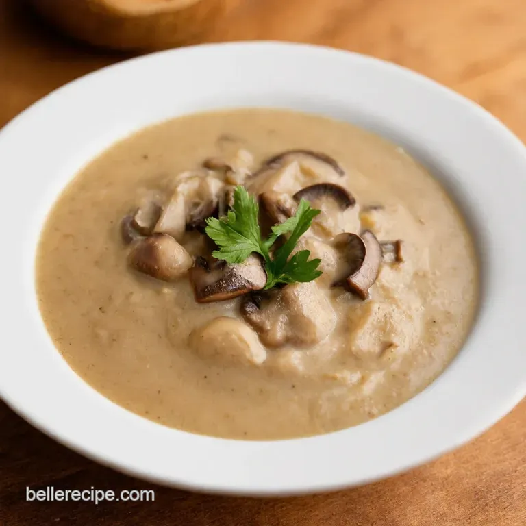 Ultimate Creamy Dreamy Cream of Mushroom Soup presentation