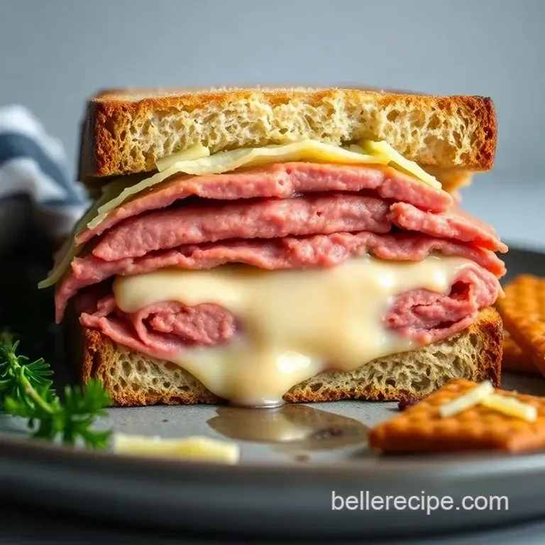 Ultimate Melty Reuben Sandwich presentation