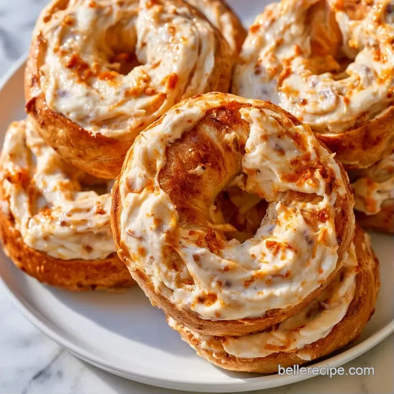 Two open-faced toasted bagels with thick white cream cheese and a rainbow of thinly sliced fresh garden vegetables.