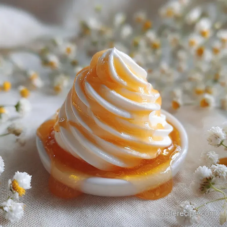 Elegant dollop of creamy whipped honey on a porcelain plate. Pale yellow with soft edges, next to a dark vintage spoon.